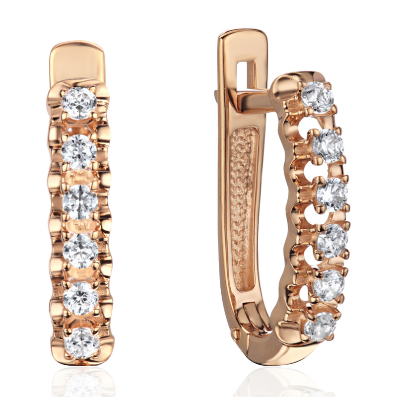 Серьги из красного золота 585 пробы с фианитами 01С1116405