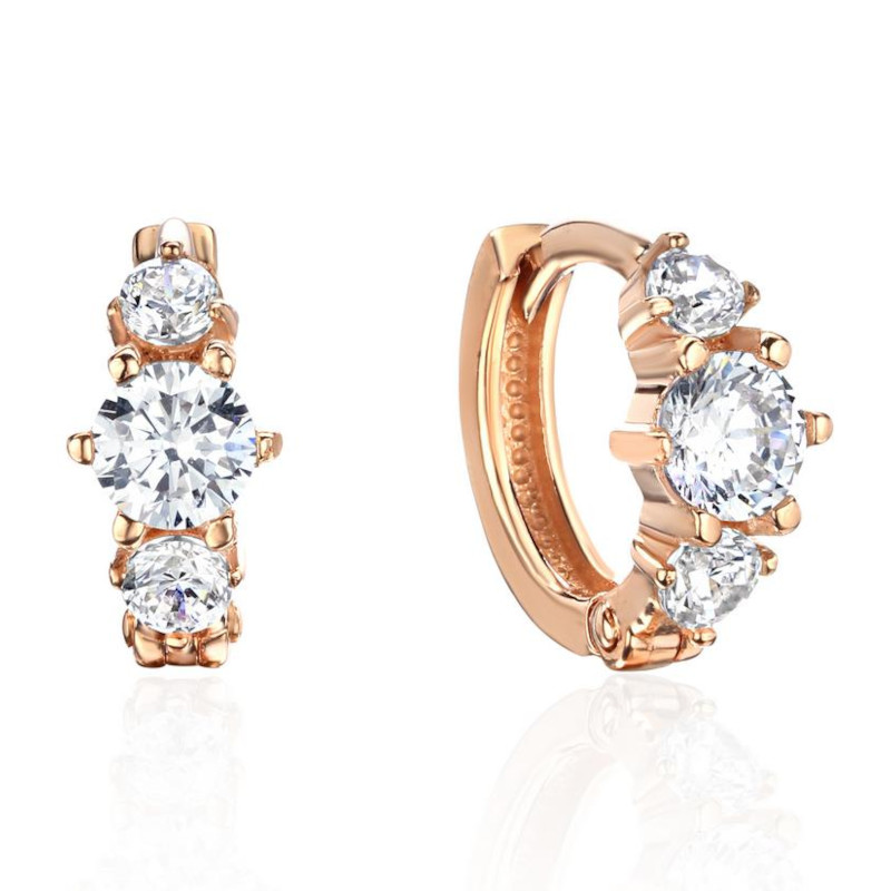 Серьга одиночная из красного золота 375 с фианитами 01С1116211S