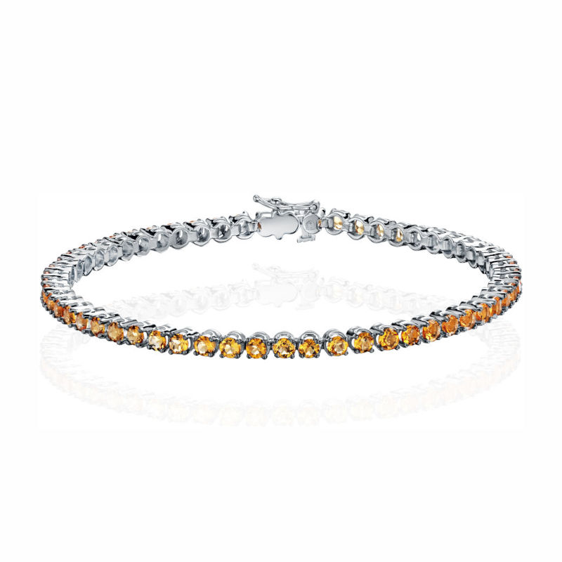 Браслет из белого золота 585 пробы с цитрином 01Б322622-6