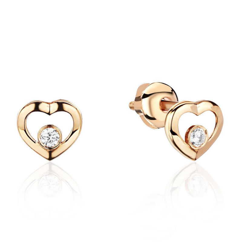 Серьги из красного золота 375 пробы с фианитами 01С1115099S