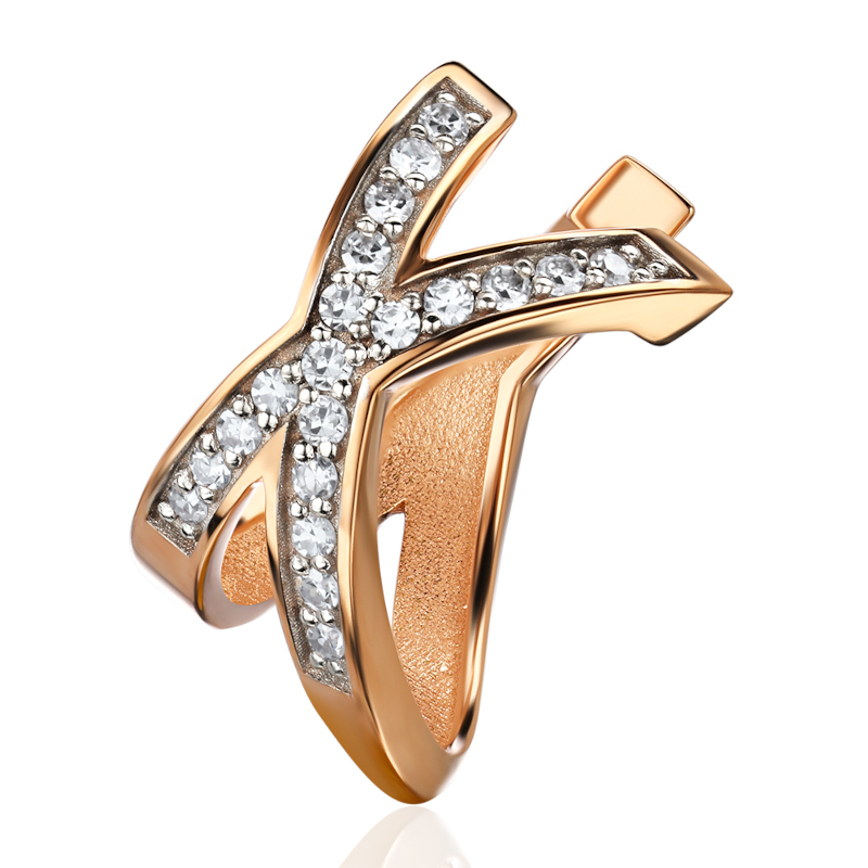 Серьга кафф из красного золота 585 пробы с бриллиантами 01С6116921-17