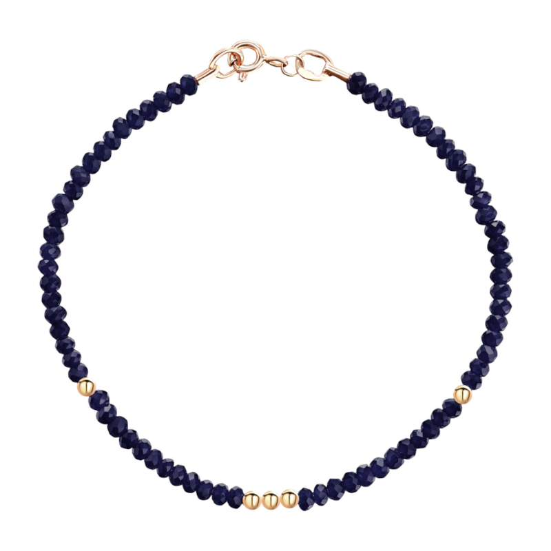 Браслет из красного золота 585 пробы с синим хрусталем 01Б213152-1