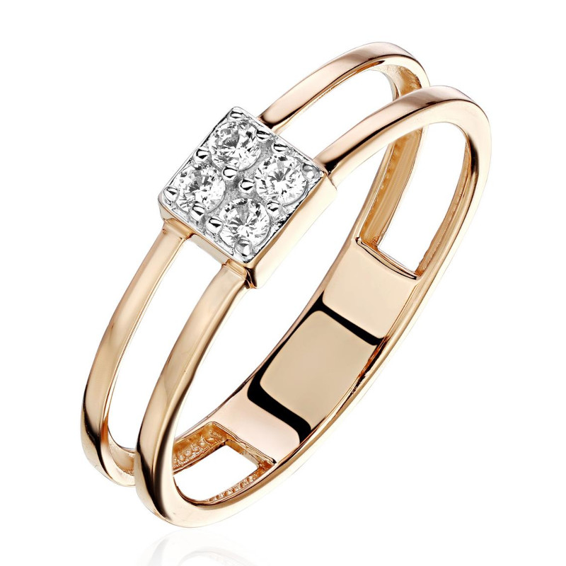 Кольцо из красного золота 375 пробы с фианитами 01К1115013SР