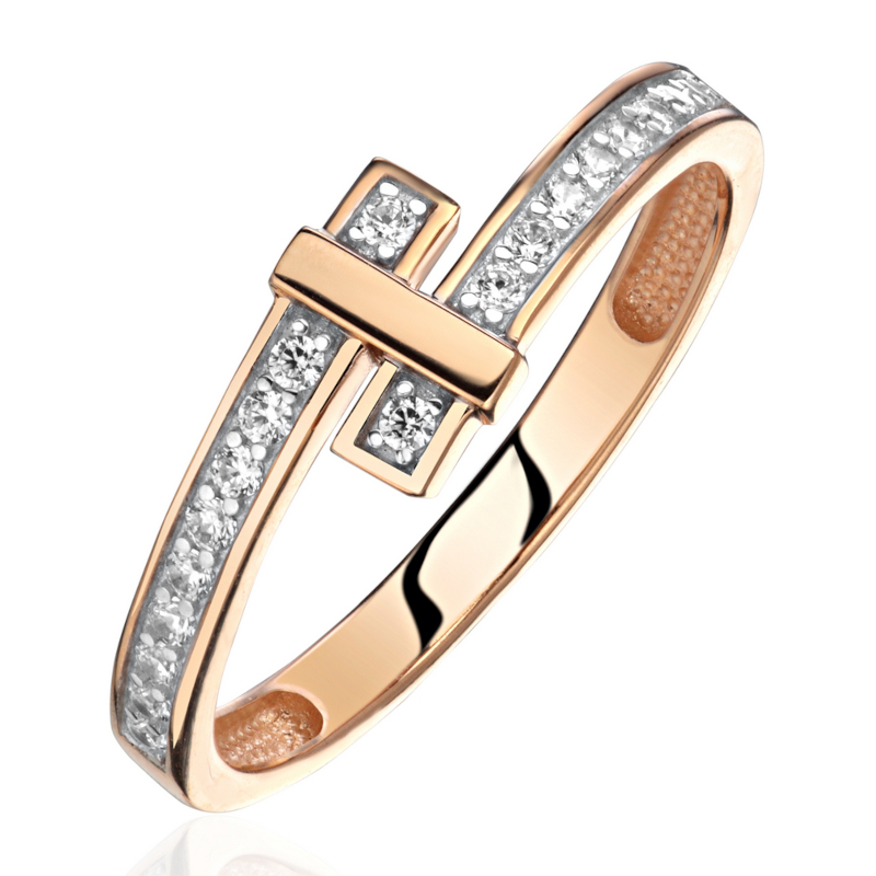 Кольцо из красного золота 585 пробы с фианитами 01К1115194Р