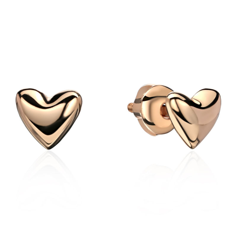 Серьги "Сердце" из красного золота 375 пробы без вставок 01С0114382S