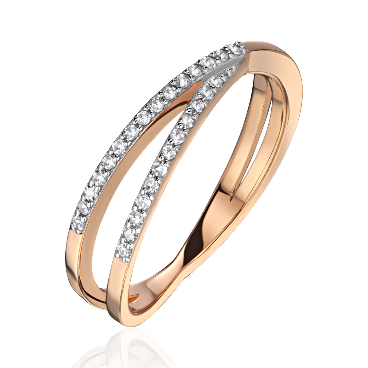 Кольцо из красного золота 585 пробы с бриллиантами 01К6117119Р-17