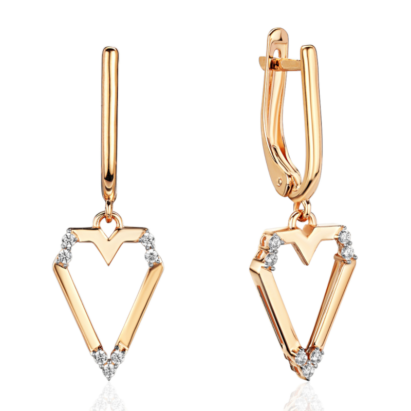 Серьги из красного золота 585 пробы с фианитами 01С1115495Р