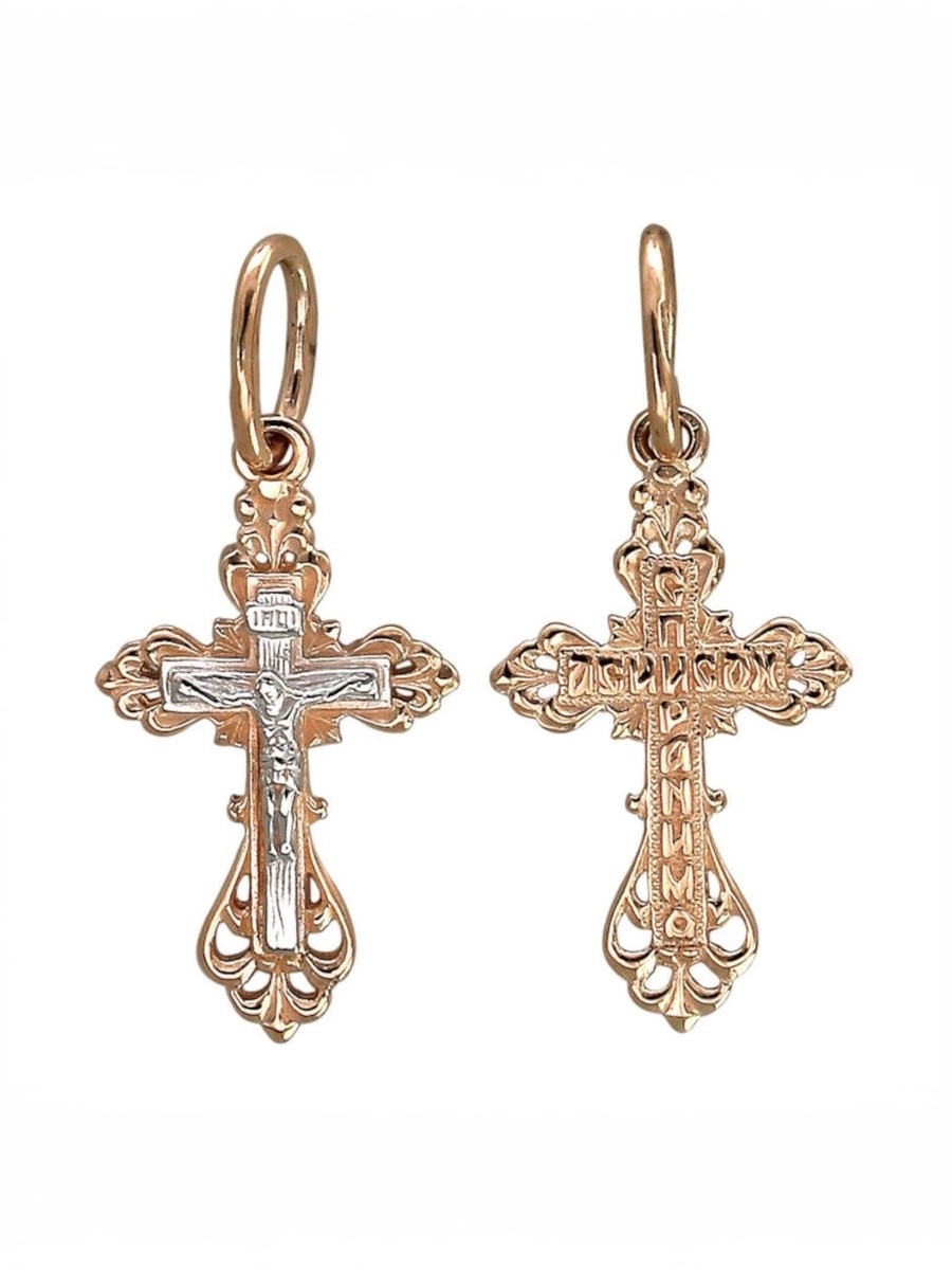 Крест нательный из красного золота 375 пробы без вставок 01Р010847S