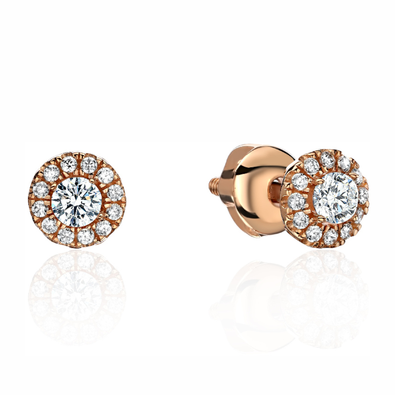 Серьги из красного золота 585 пробы с фианитами 01С1113940