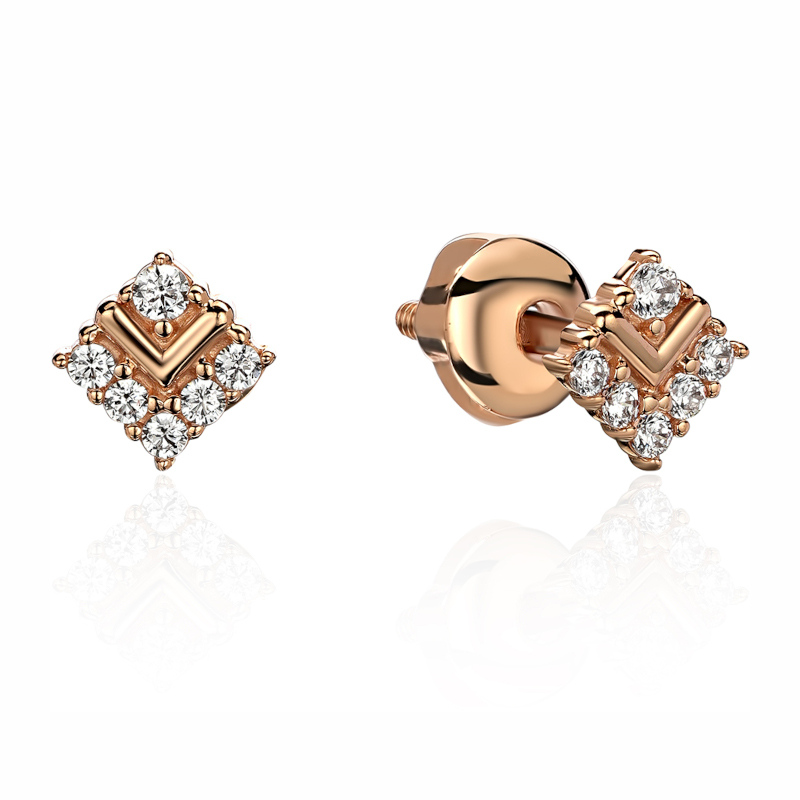 Серьги из красного золота 585 пробы с фианитами 01С1115620