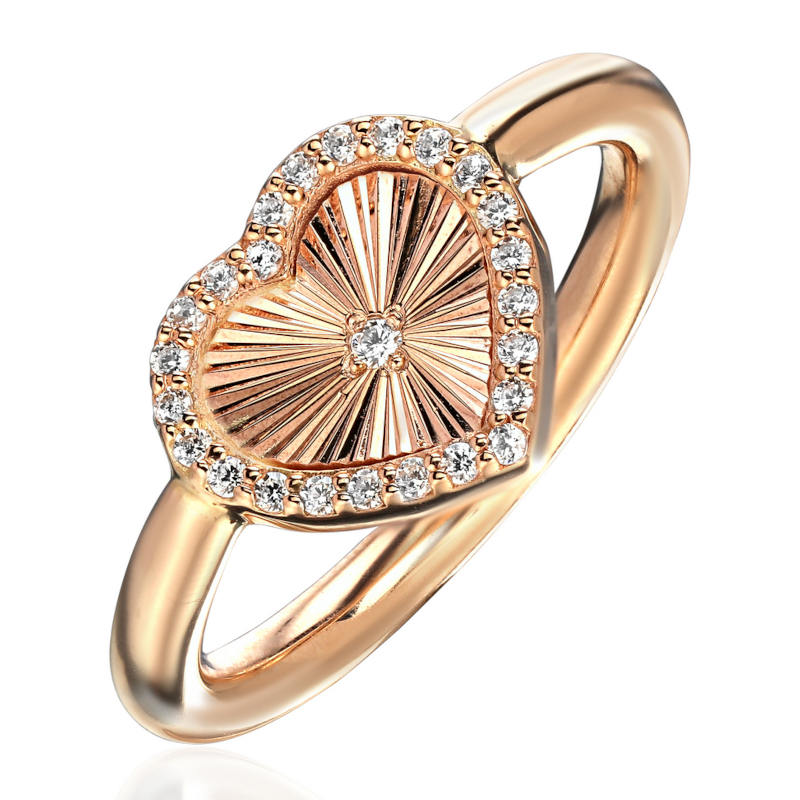 Кольцо из красного золота 585 пробы с фианитами 01К1115086