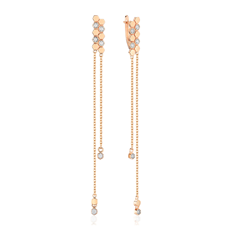 Серьги из красного золота 585 пробы с бриллиантами 01С6115590Р