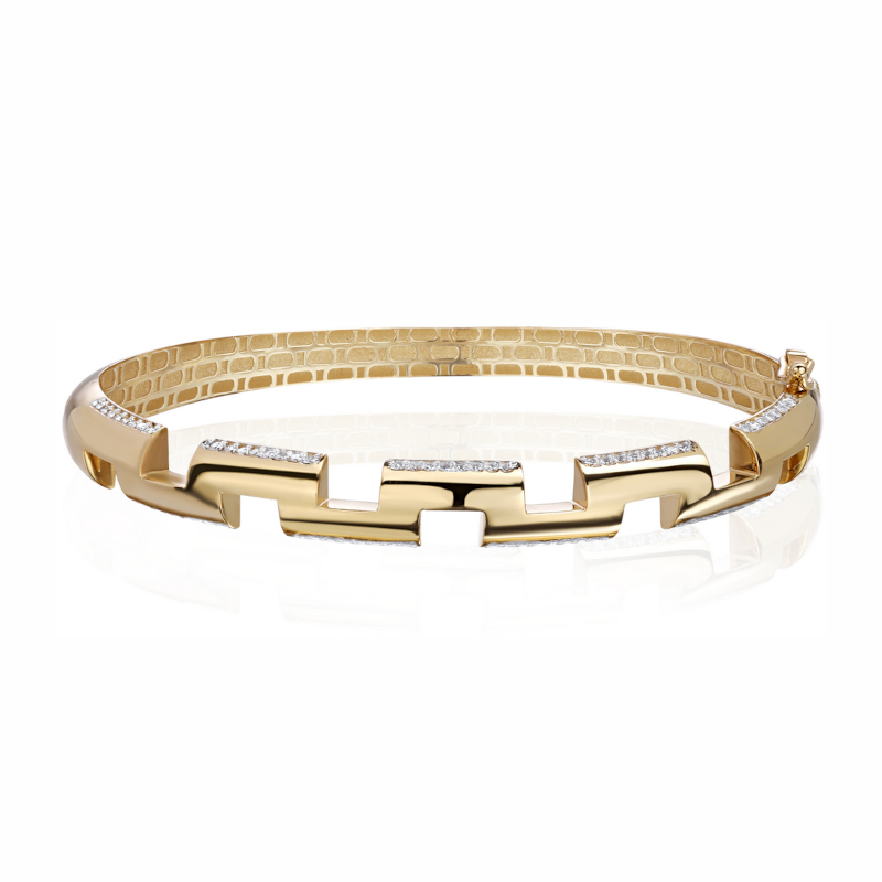 Браслет из желтого золота 585 пробы с фианитами 01Б133469Р