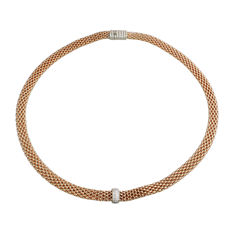 Колье из комбинированного золота 585 пробы с фианитами 01Л161482