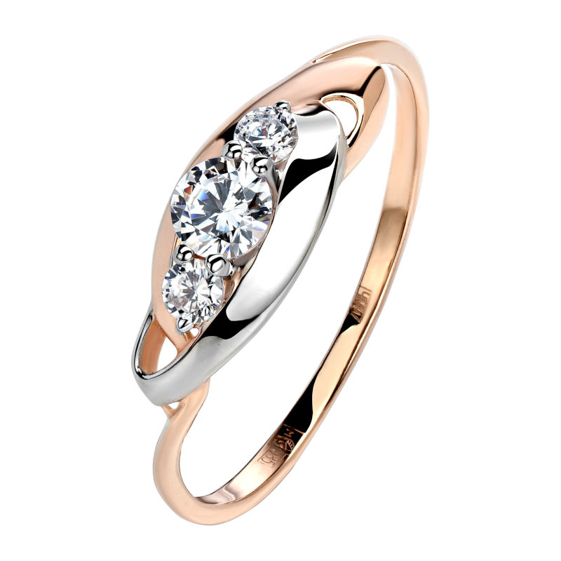 Кольцо из красного золота 585 пробы с фианитами 01К1112312Р