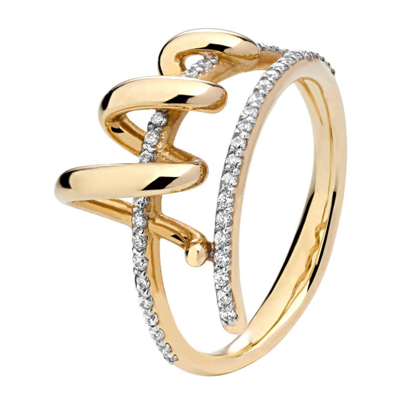 Кольцо из желтого золота 585 пробы с фианитом 01К1311615