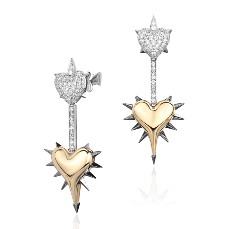 Серьги из комбинированного золота 585 пробы 01С6615831ЧРЖ