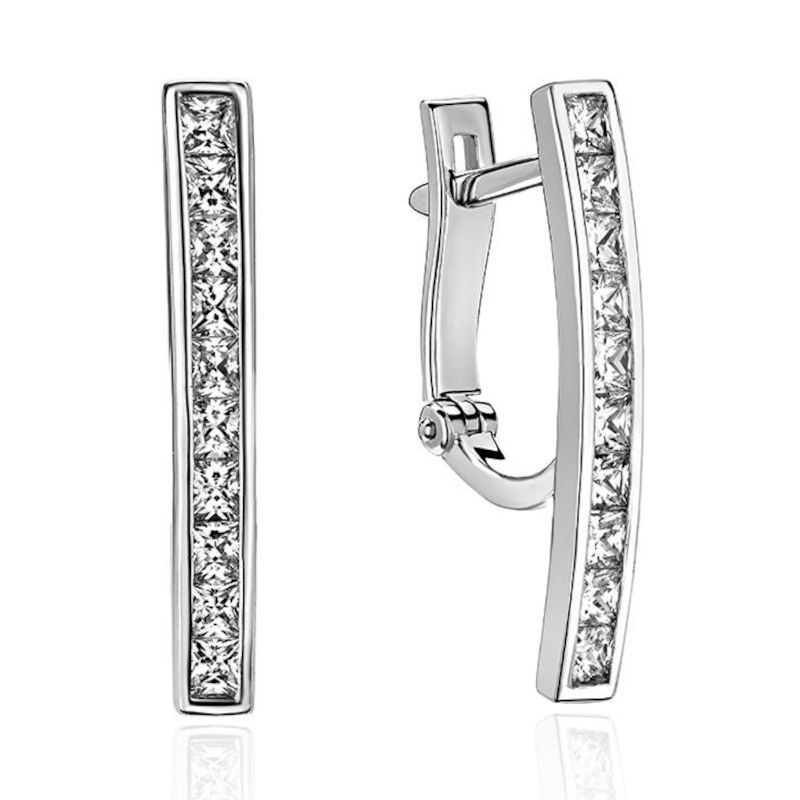 Серьги из платины 585 пробы с фианитами 01С1912753-585