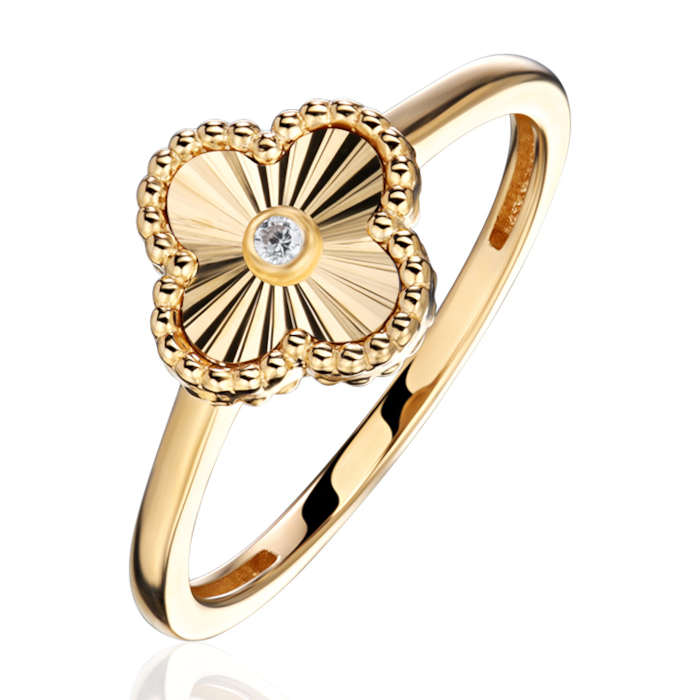 Кольцо из желтого золота 585 пробы с фианитом 01К1316334