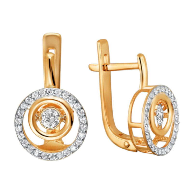 Серьги из красного золота 585 пробы с фианитами 01С1111863Р Серьги из красного золота 585 пробы с фианитами 01С1111863Р