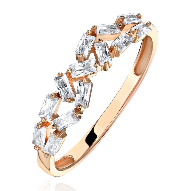 Кольцо из красного золота 375 пробы с фианитами 01К1115980S