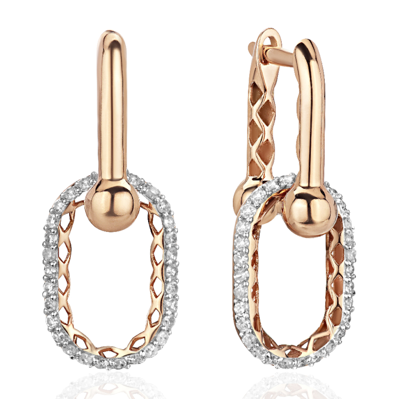 Серьги из красного золота 585 пробы с бриллиантами 01С6117114Р-17
