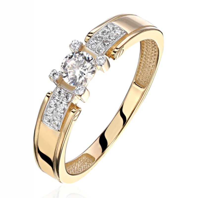 Кольцо из желтого золота 585 пробы с фианитами 01К1315974Р