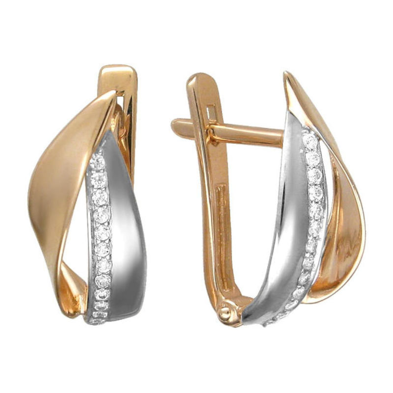 Серьги из красного золота 585 пробы с фианитами 01С1112587Р