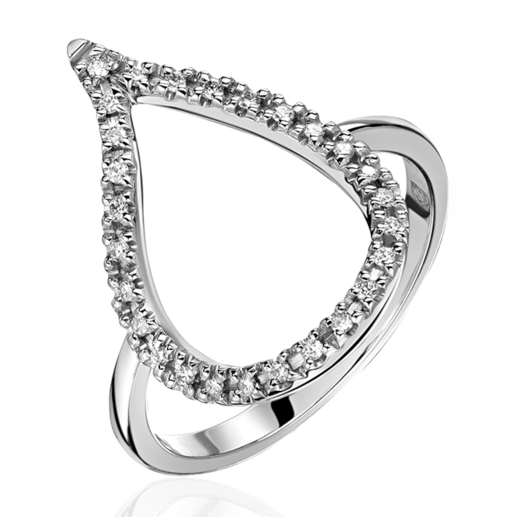 Кольцо из белого золота 585 пробы с бриллиантами 01К6214494