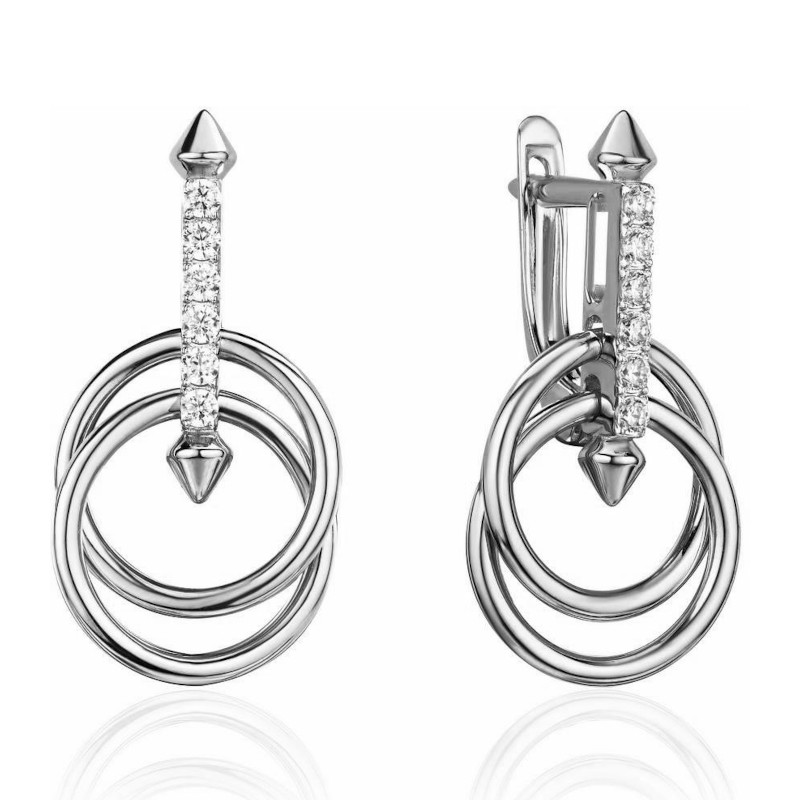 Серьги из платины 585 пробы с фианитами 01С1916944-585