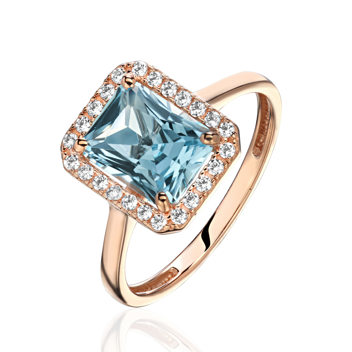 Кольцо из красного золота 585 пробы с топазом и фианитами 01К3115408-1