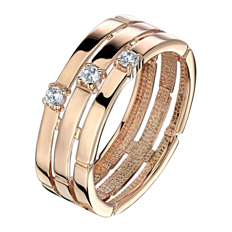 Кольцо из красного золота 585 пробы с фианитами 01К1114042