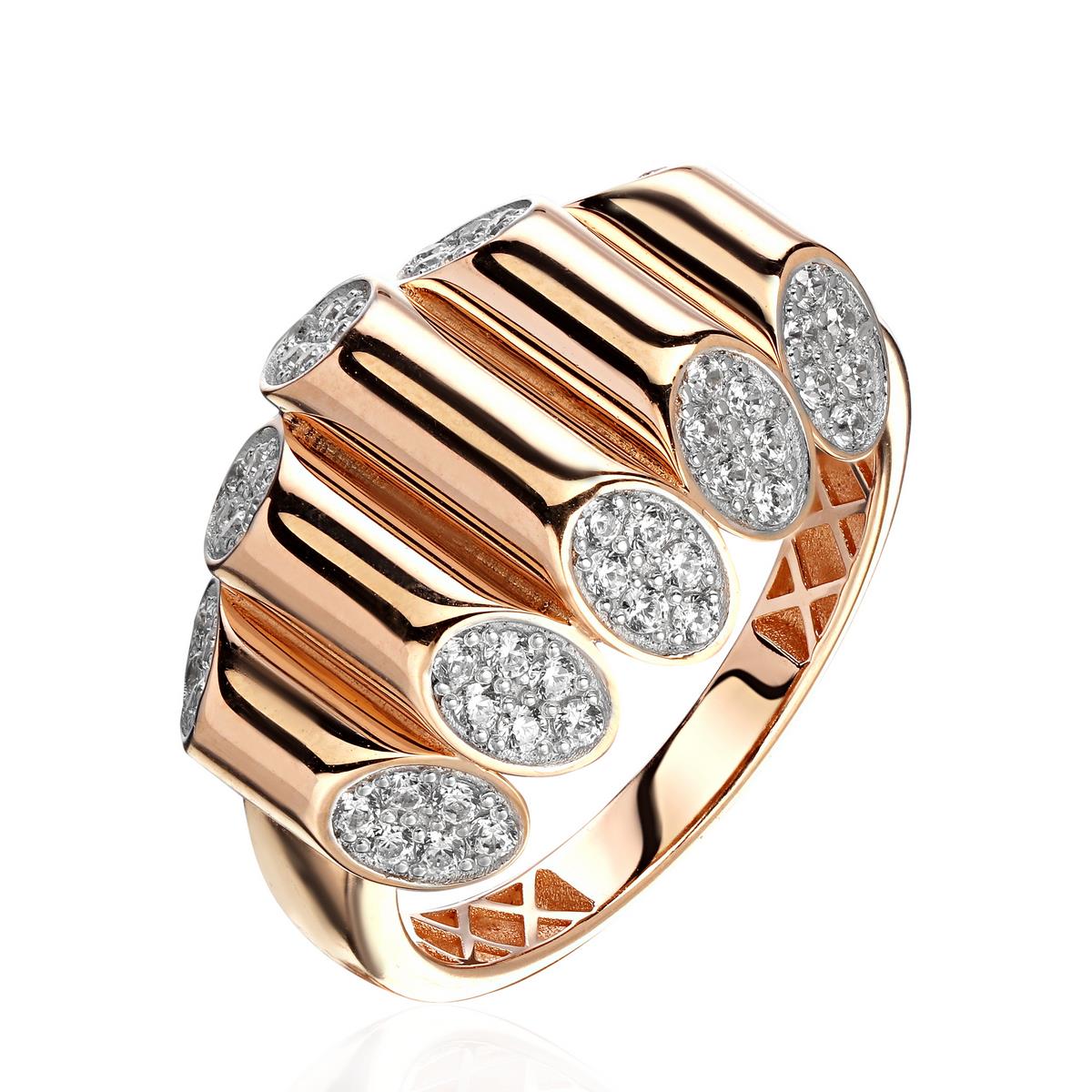 Кольцо из желтого золота 585 пробы с фианитами 01К1315484Р