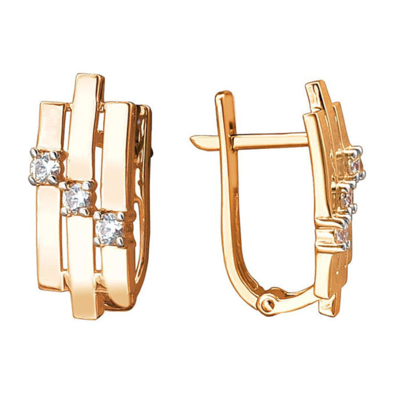 Серьги из красного золота 585 пробы с фианитами 01С1112942