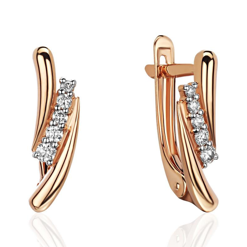 Серьги из красного золота 585 пробы с фианитами 01С1116890Р