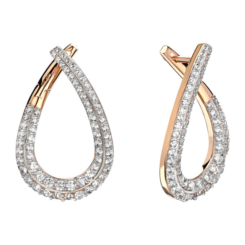 Серьги из красного золота 585 пробы с фианитами 01С1113779Р