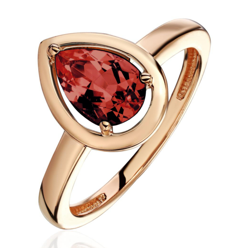 Кольцо из красного золота 585 пробы с гранатом 01К3116440-3