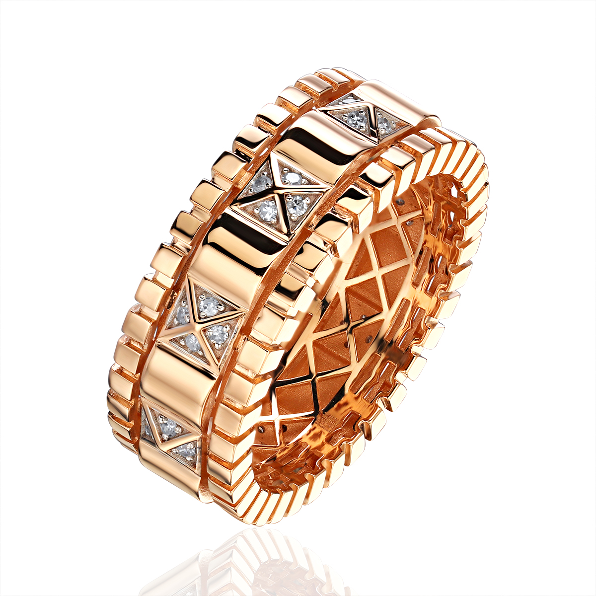 Кольцо из красного золота 585 пробы с бриллиантами 01К6115781-17