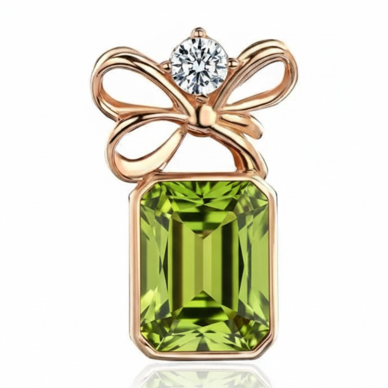 Подвеска из красного золота 585 пробы с хризолитом и фианитом 01П3116568-5