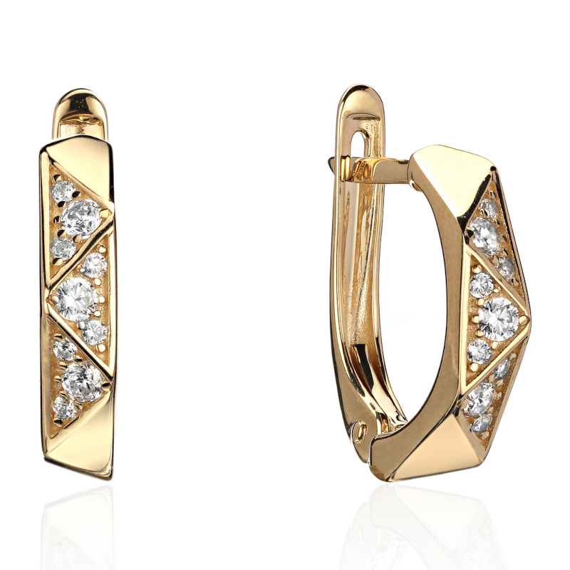 Серьги из желтого золота 585 пробы с фианитами 01С1315220