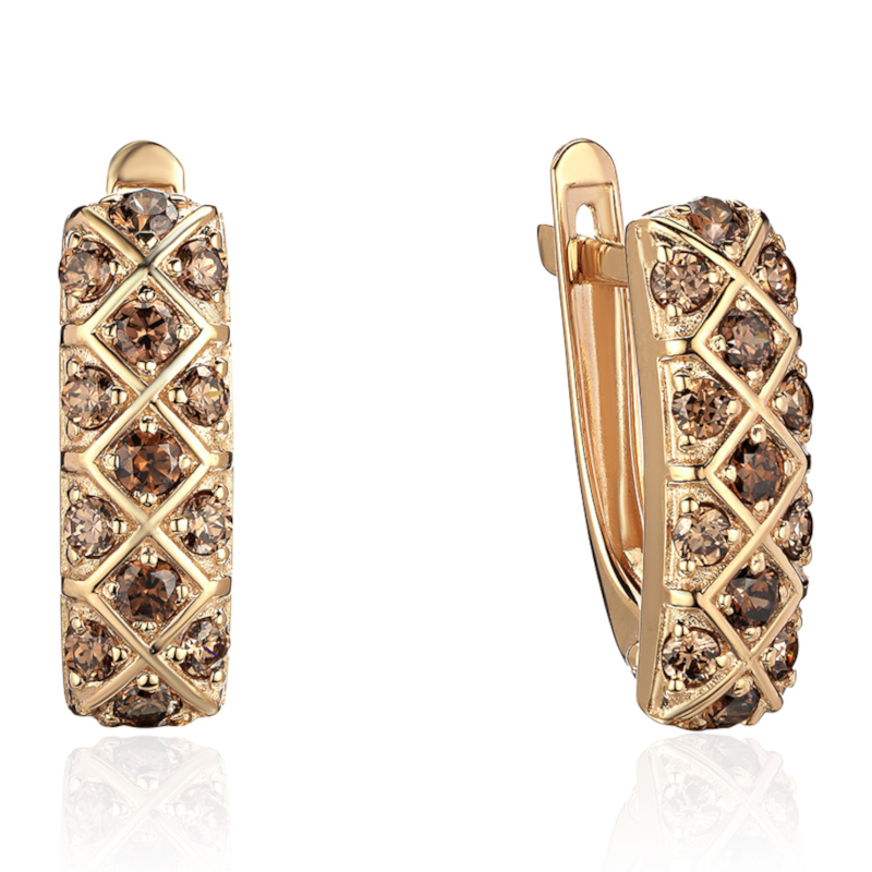 Серьги из желтого золота 585 пробы с фианитами 01С2315082-1