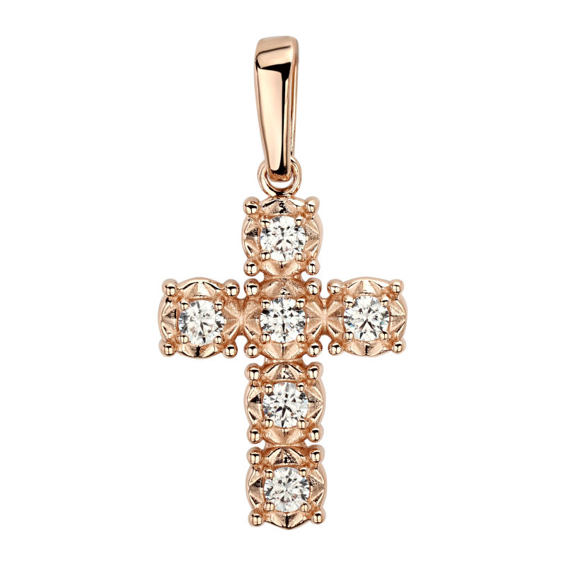 Подвеска из красного золота 585 пробы с фианитами 01Р111117