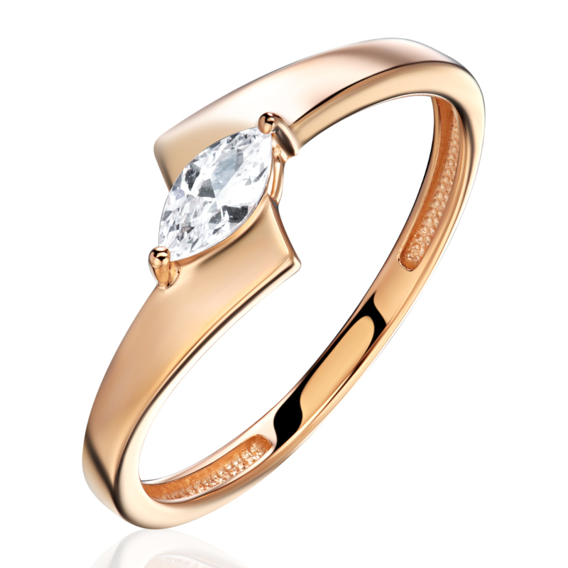 Кольцо из красного золота 585 пробы с фианитом 01К1116772