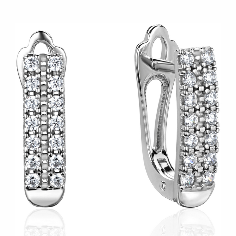 Серьги из белого золота 585 пробы с фианитами 01С1214584 Серьги из белого золота 585 пробы с фианитами 01С1214584