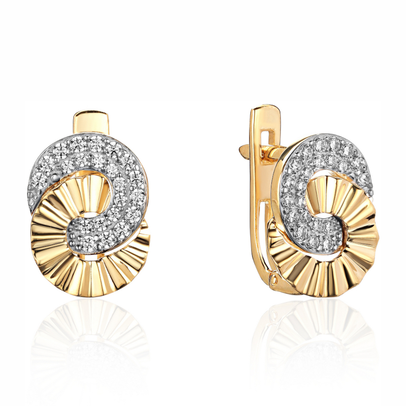 Серьги из желтого золота 585 пробы с фианитами 01С1314770Р