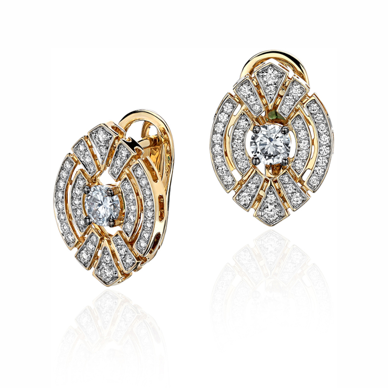 Серьги из желтого золота 585 пробы с бриллиантами 01С6314182