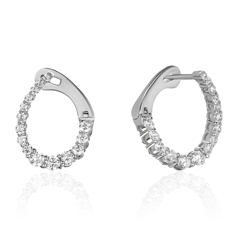 Серьги из белого золота 585 пробы с фианитами 01С1216812