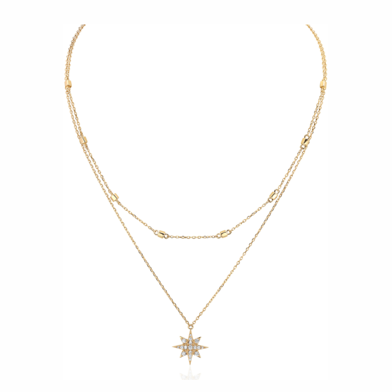 Колье из желтого золота 585 пробы с фианитами 01Л132381