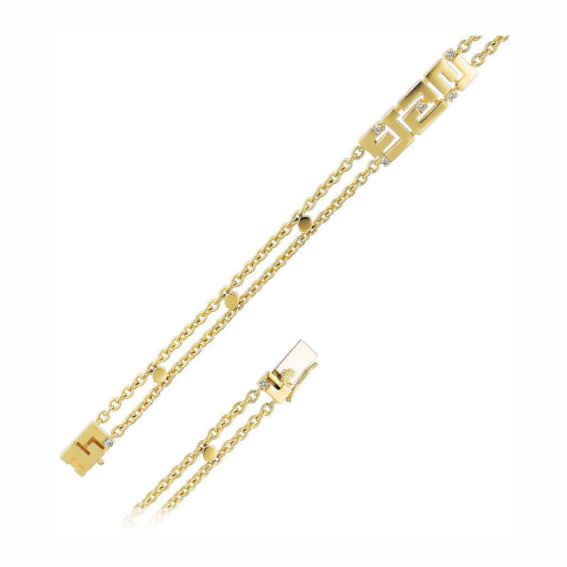 Браслет из желтого золота 585 пробы с бриллиантами 01Б631558