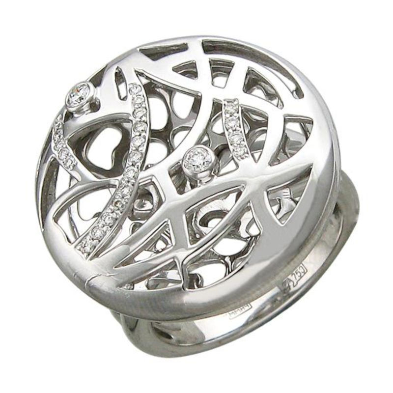 Кольцо из белого золота 750 пробы с бриллиантами 01К675642